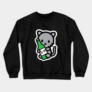 Cat Kitten Soju Korean Drink Funny Cute Korea Animal Lover Bambu Brand Crewneck Sweatshirt